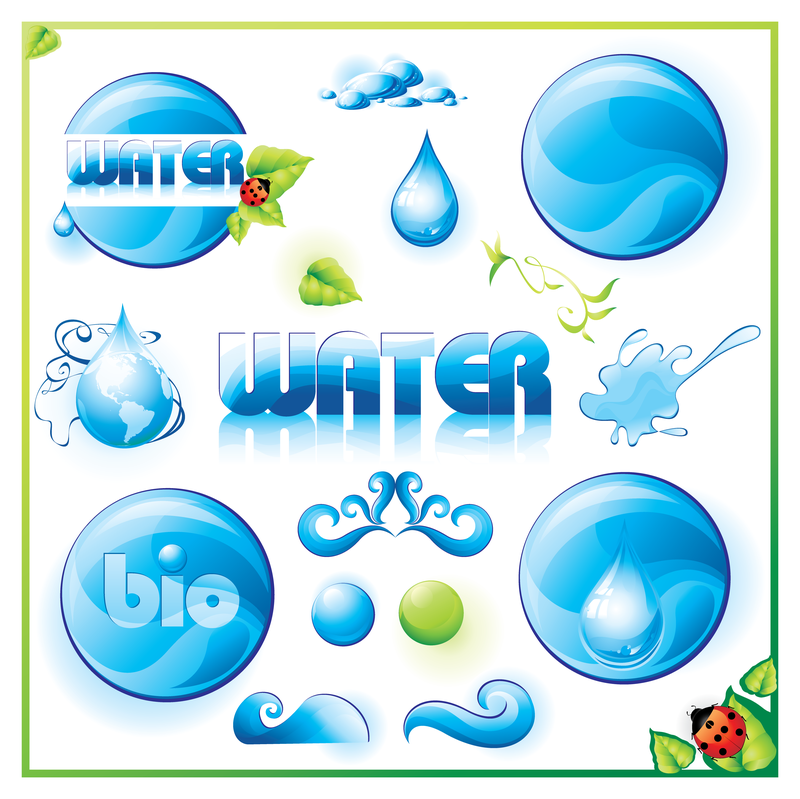 Design de ícones de círculos e gotas de água