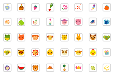 Linda colección de iconos cuadrados pequeños
