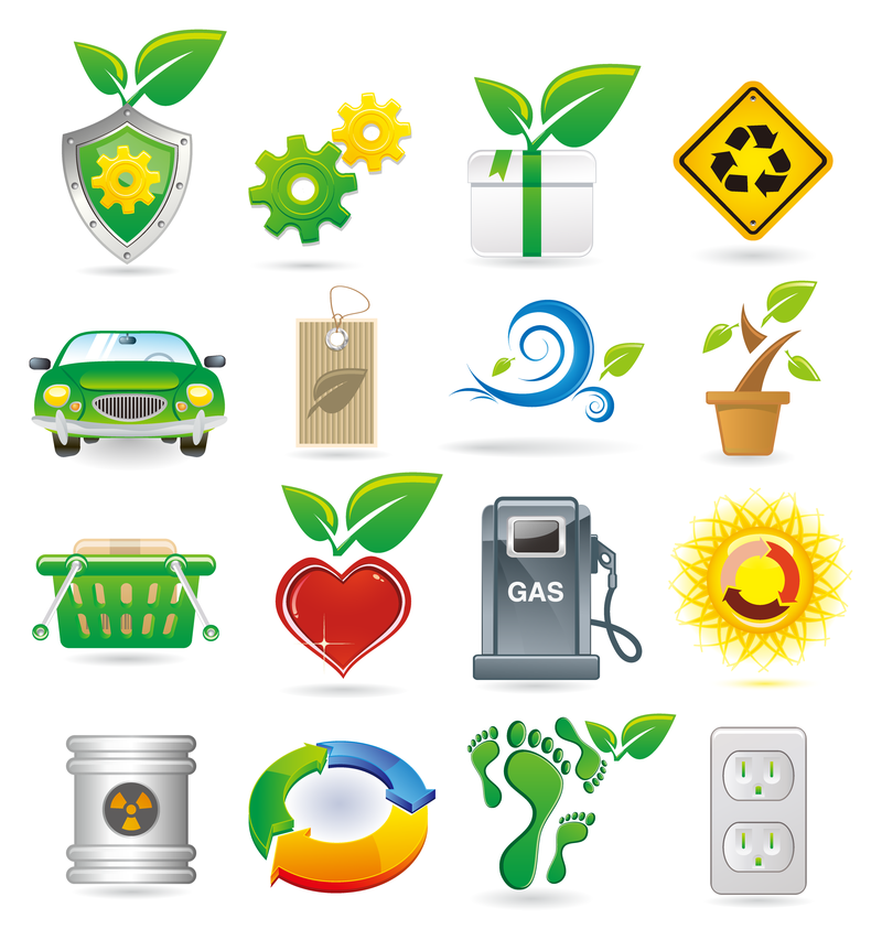 Iconos de vector de tema verde