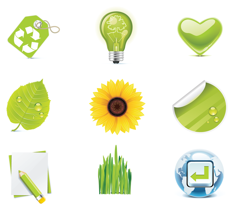 Iconos verdes del vector de Eco