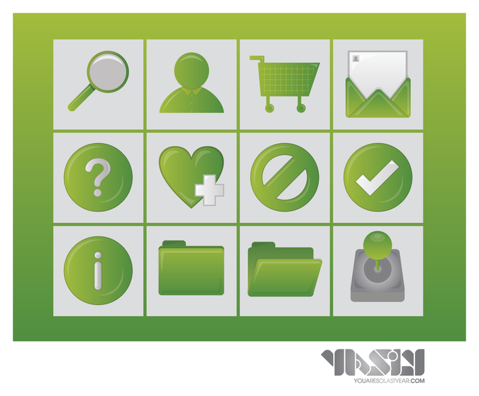 3D shopping icons in green tones set 3D shopping icons in green tones set