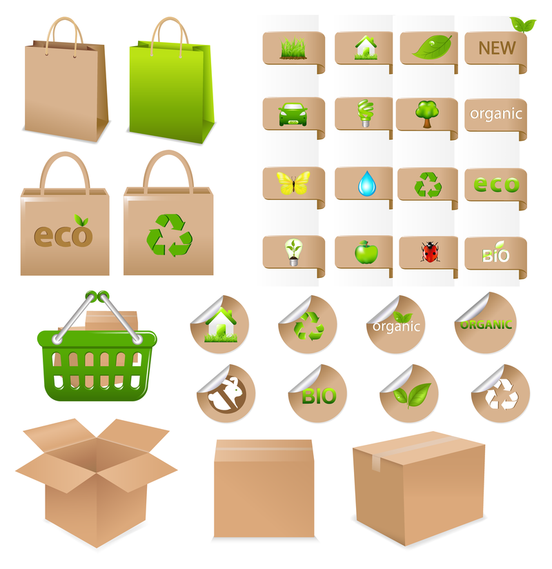 Coleção de modelos de sacos de lixo para reciclagem ambiental