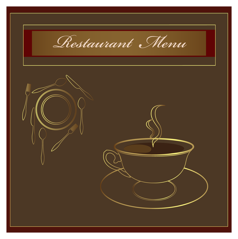 Desenho de ilustração do menu de café em marrom
