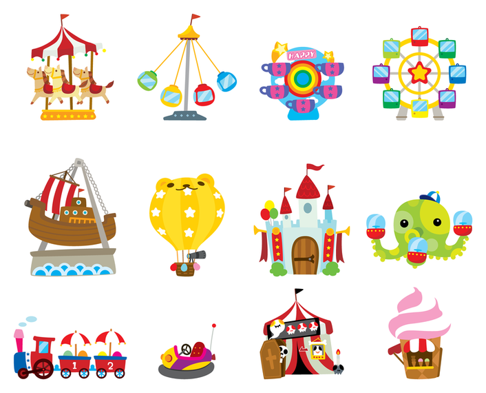 Playground circus icon set Playground circus icon set