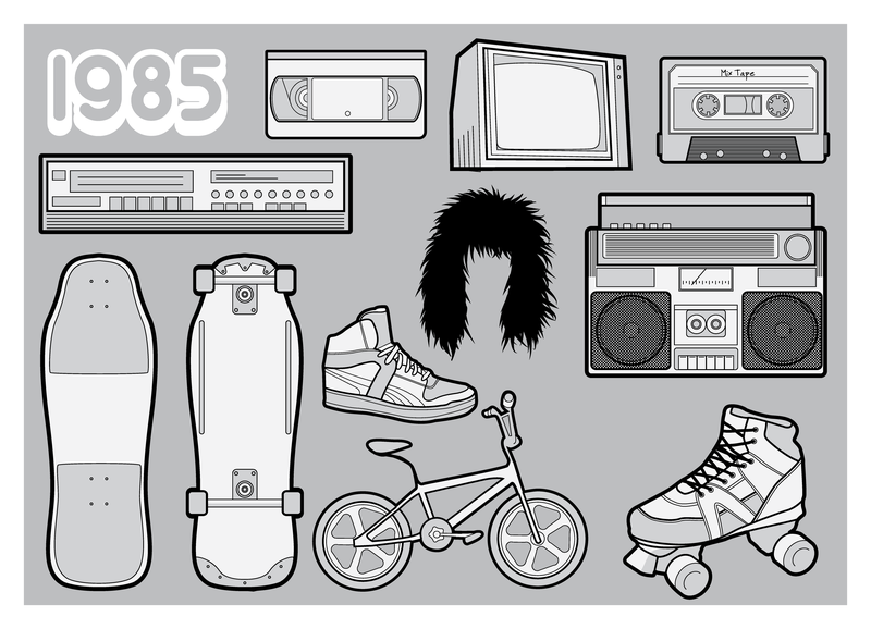 Ilustrações dos elementos dos anos 80
