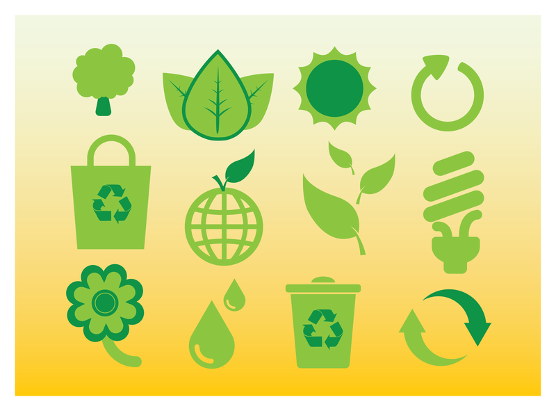 Iconos de ecología verde plano