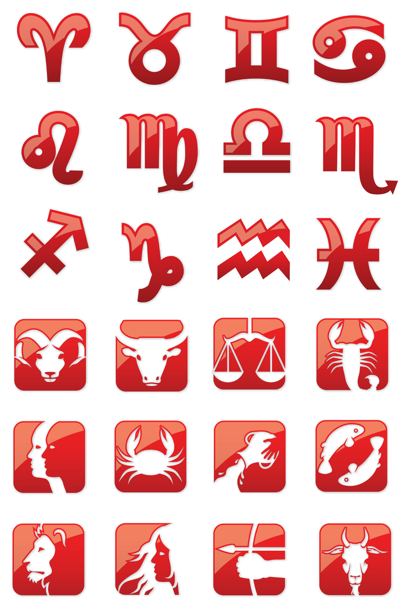Conjunto de símbolos do horóscopo brilhante