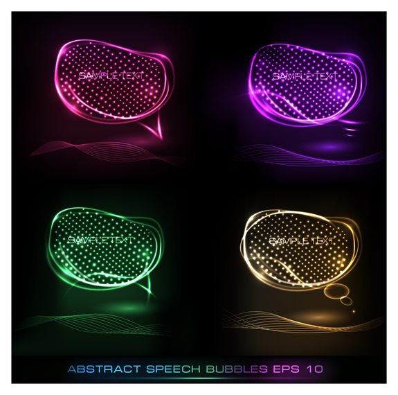 3D neon abstract speech buubles 3D neon abstract speech buubles