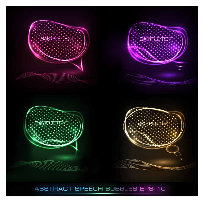 Bolhas de discurso abstratas em néon 3D