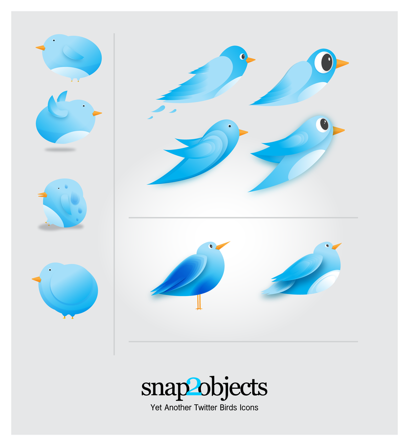 Ícones de pássaros vetoriais no Twitter