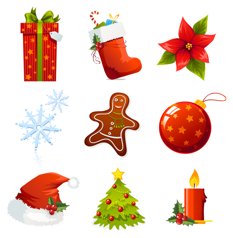 Conjunto de adesivos de ícones de Natal