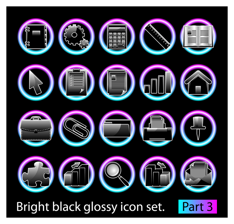 Ícones definidos em preto com gradientes