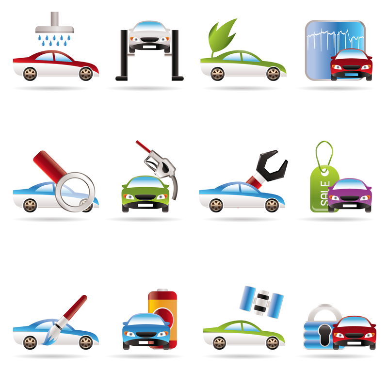 Iconos de vector de servicios de coche 3D