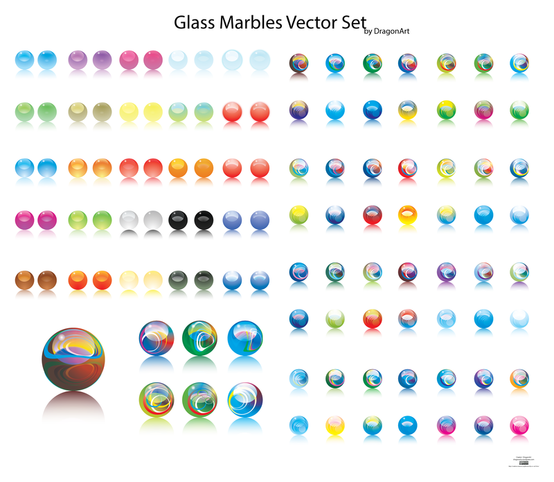 Conjunto de vectores de canicas de vidrio