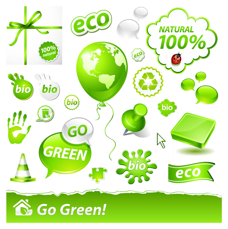 Conjunto de iconos de ecología de reciclaje verde