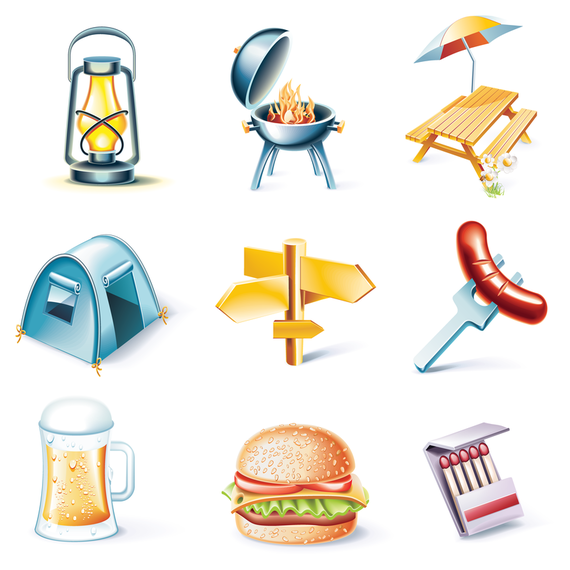 Outdoor travel icon set Outdoor travel icon set