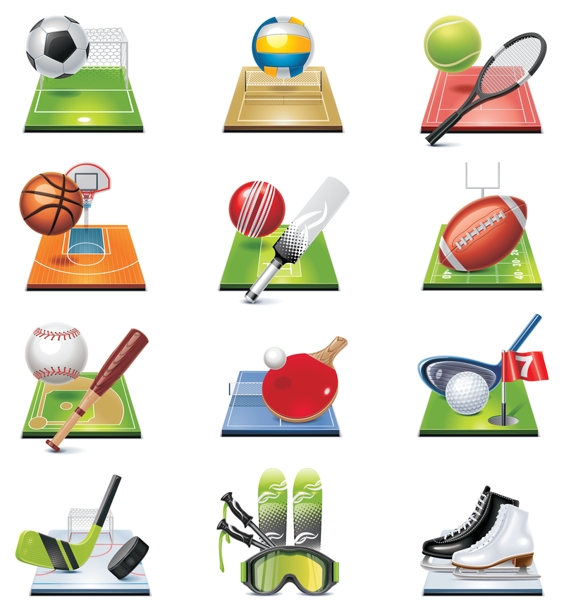 vetor de ícones 4 relacionados a esportes