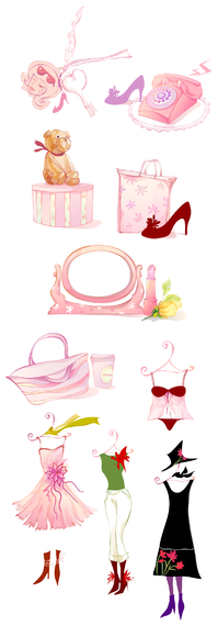 Illustrated women and elements Illustrated women and elements