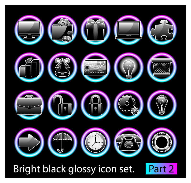 Conjunto de ícones pretos brilhantes 2