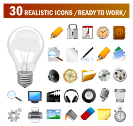 30 iconos vectoriales realistas
