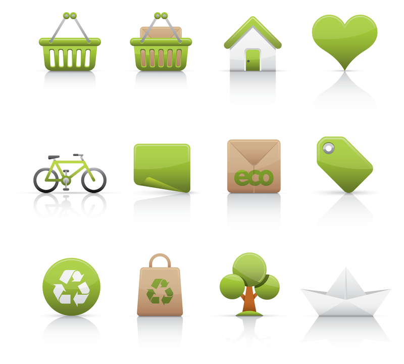 Conjunto de iconos de etiqueta ecológica verde