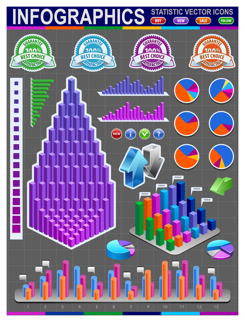 Infografik-Vorlage für 3D-Statistiken