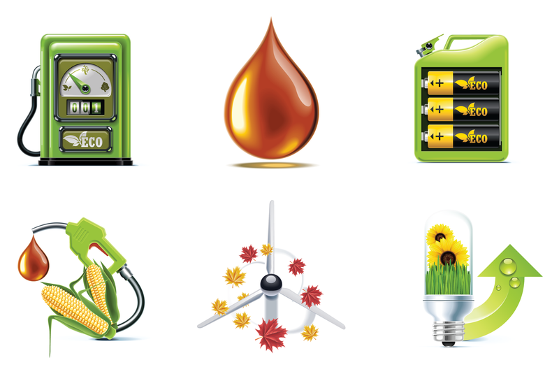 Iconos 3D de biocombustible