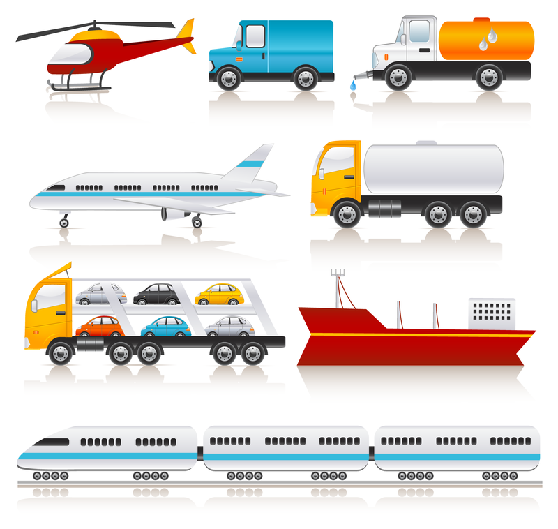 Ícones de veículo de transporte vetorial