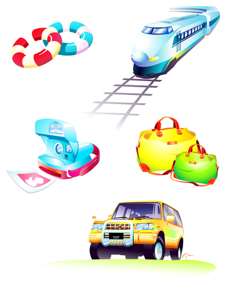 Ícones clássicos de elementos de viagem Ícones clássicos de elementos de viagem