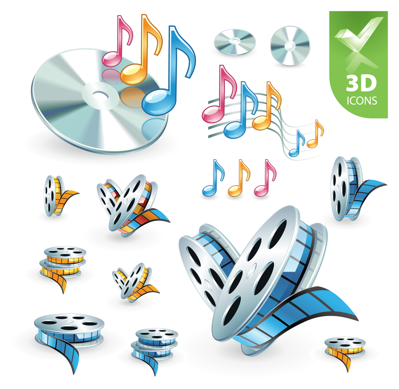 3D Audio Video Icon Vector Download