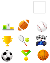 Conjunto de ícones de bolas e medalhas esportivas