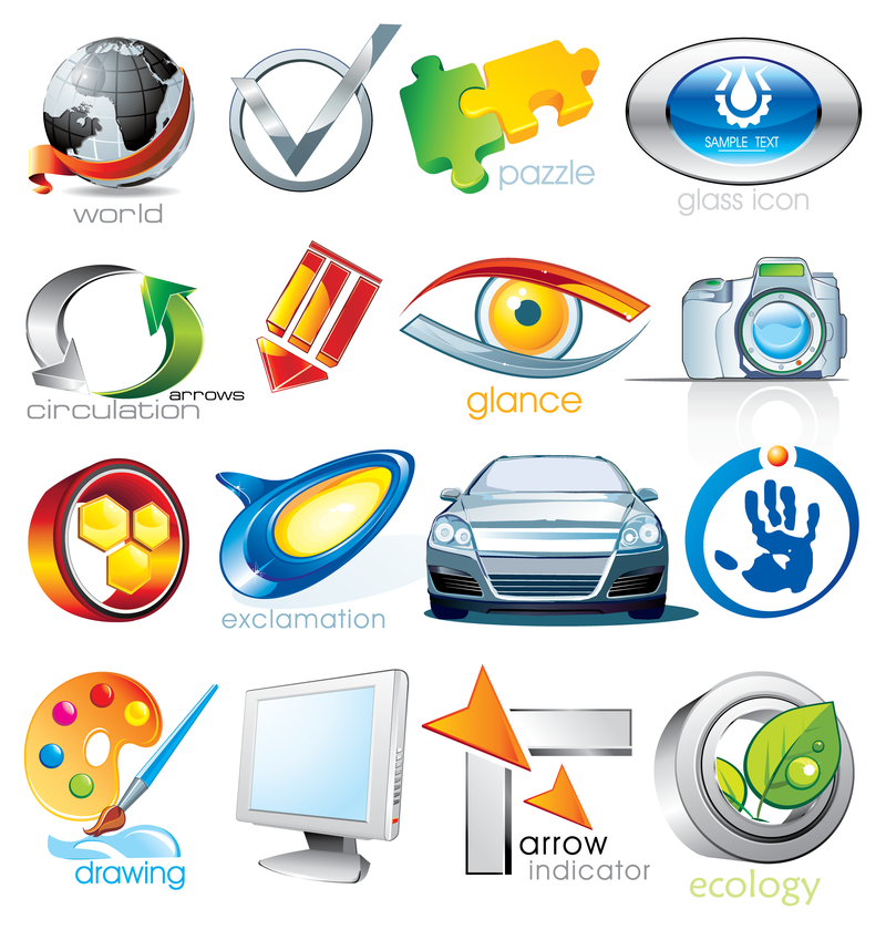 Ícones de objetos 3D diversos