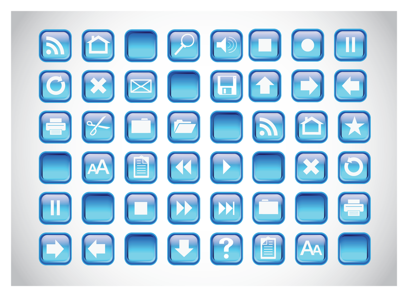 Botões de ícones azuis
