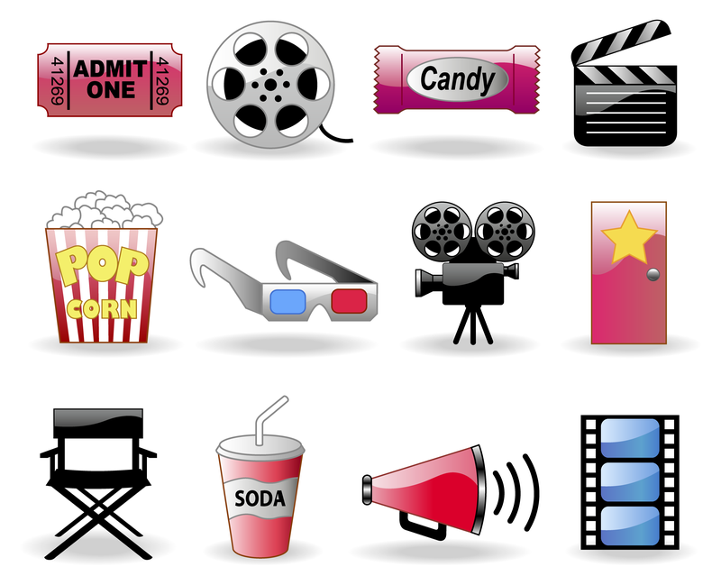 Iconos del cine conjunto de colores - Descargar vector