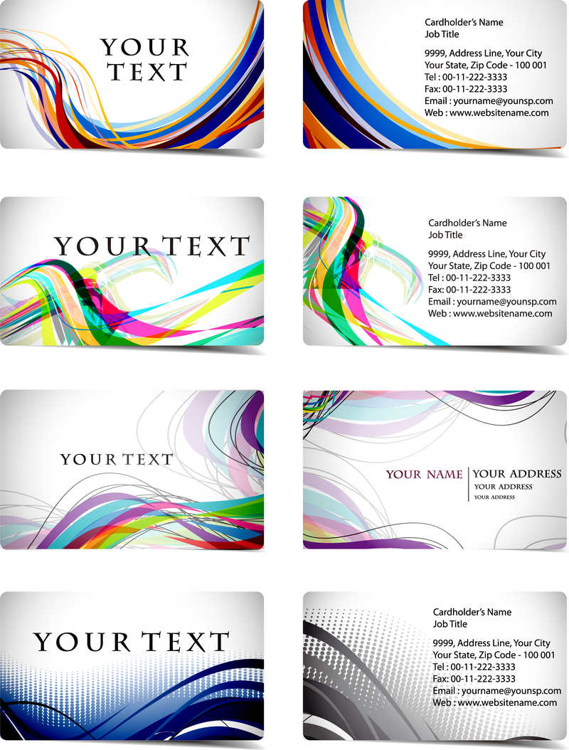 Variety Of Dynamic Flow Line Business Card Template 01 Vector