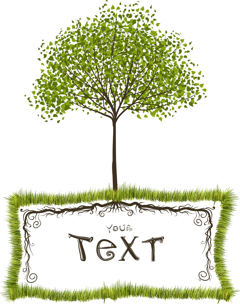Cuadro de texto de vector de árboles verdes