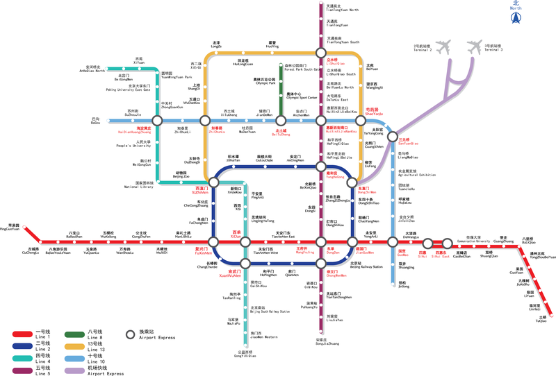 Diagrama da linha do metrô de Pequim da edição de 2009