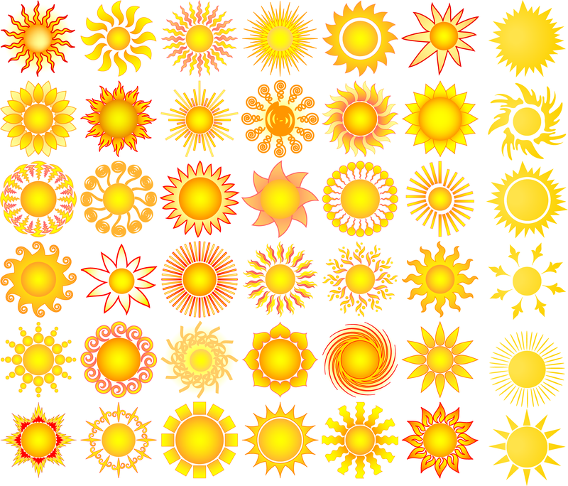 Vector de colección de elementos de sol