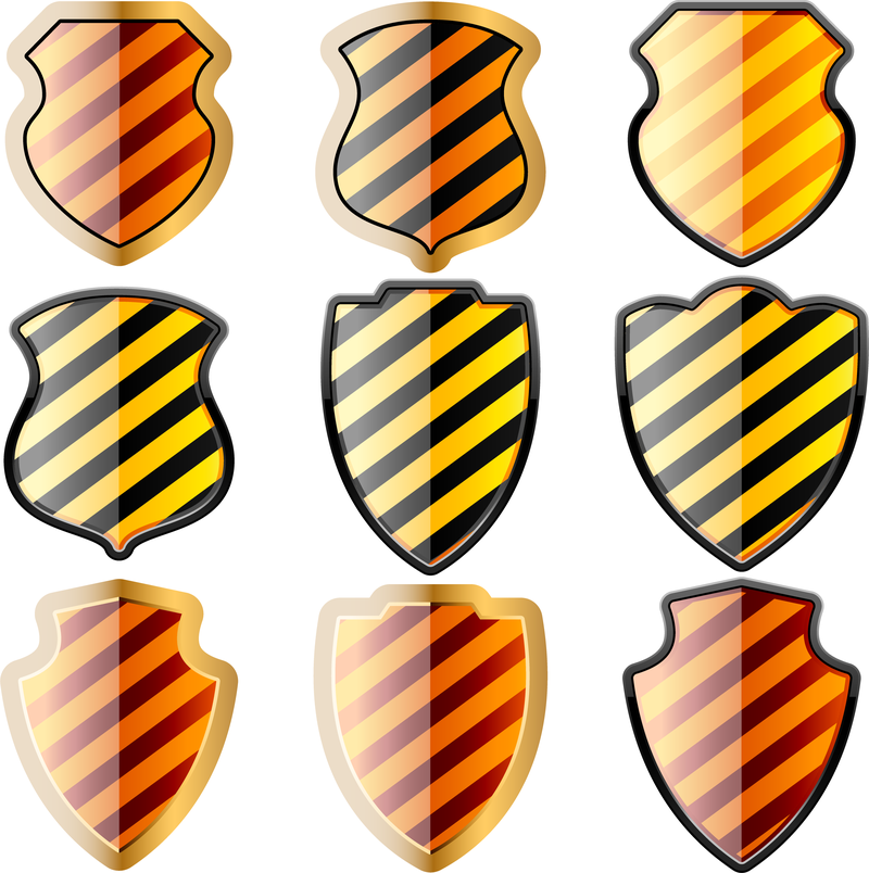 Conjunto de escudo preto e amarelo