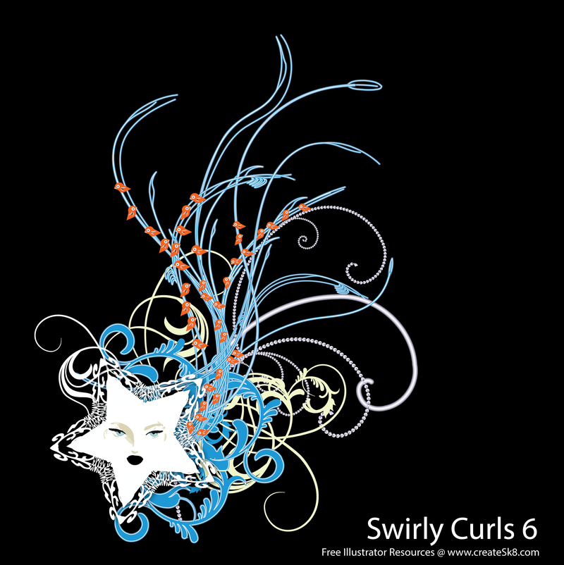 Swirly Curls 6 Neon Star