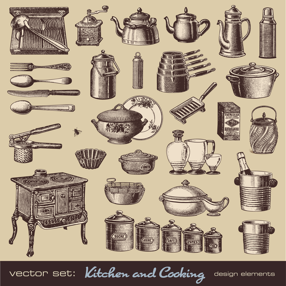 Retro Tableware 01 Vector Retro Tableware 01 Vector