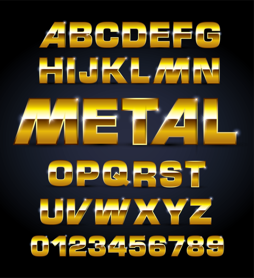Gold metal texture font - Vector download