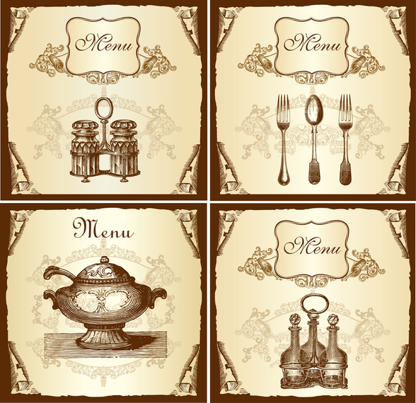 Vector Retro Tableware Menu Vector Retro Tableware Menu