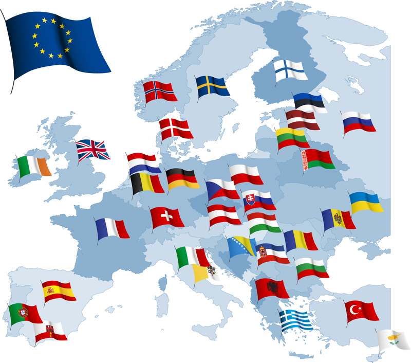 Mapa da Europa com ilustração de bandeiras - Baixar Vector