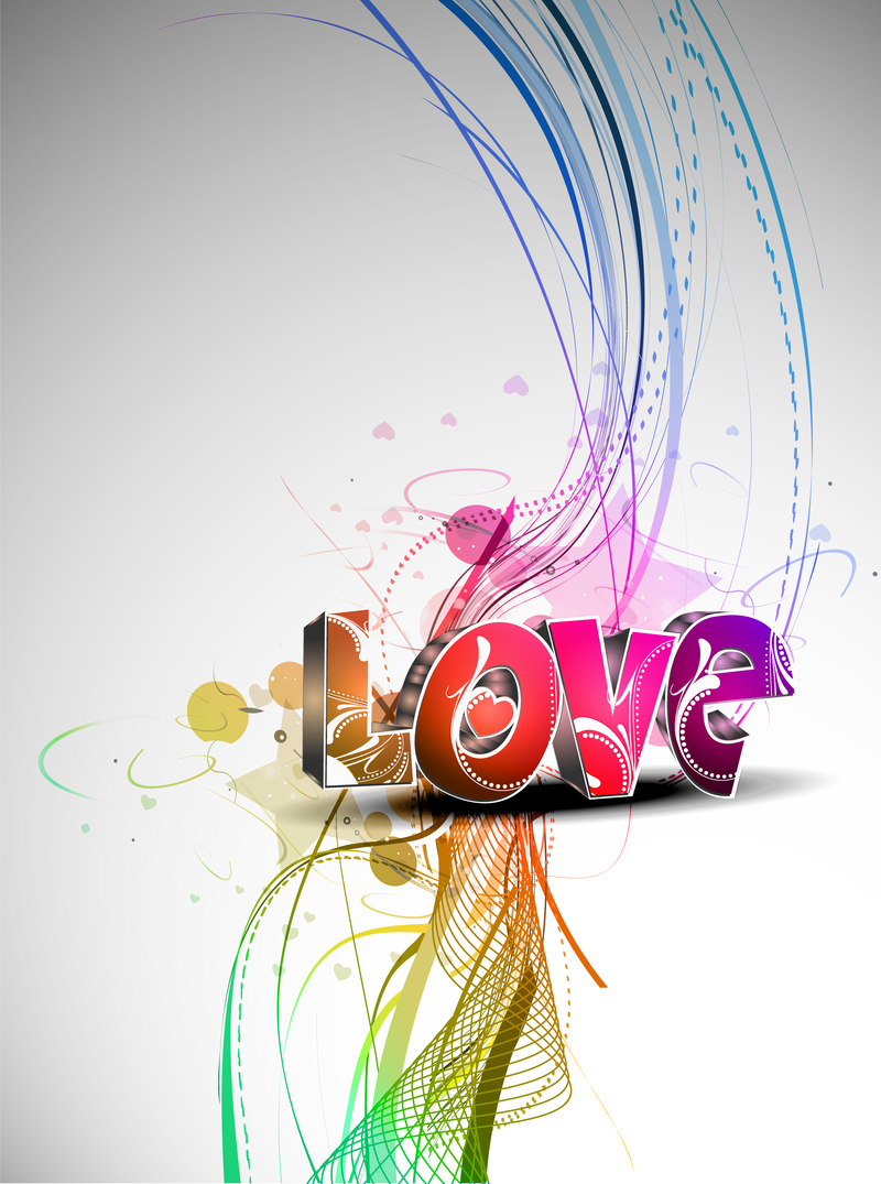 Cool Tridimensional Vector Love Wordart
