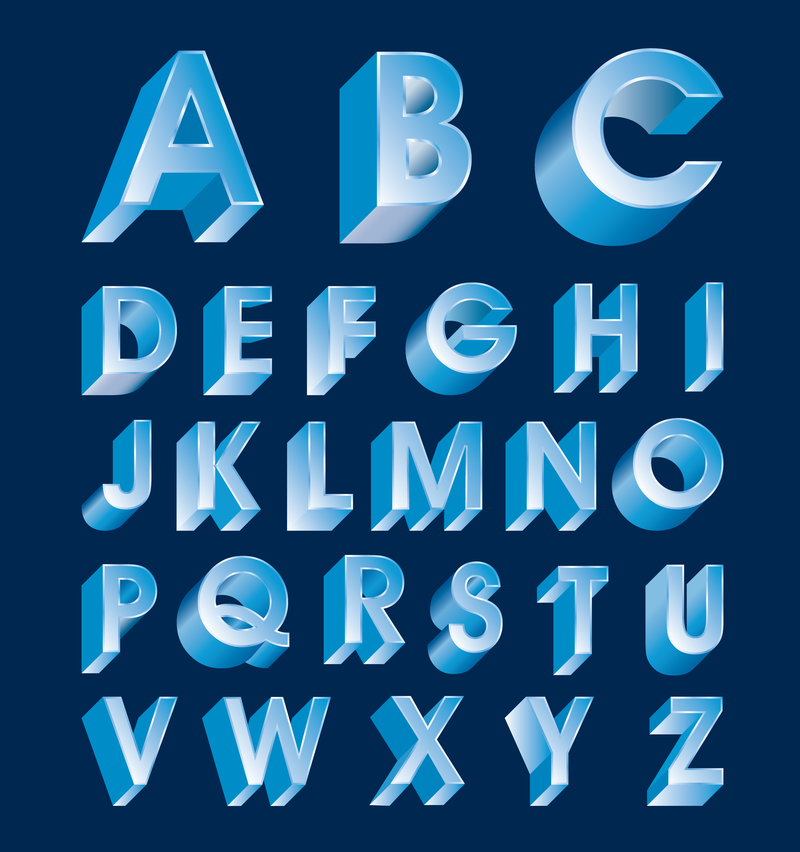 Diseño de letras tridimensionales Serie 07 Vector