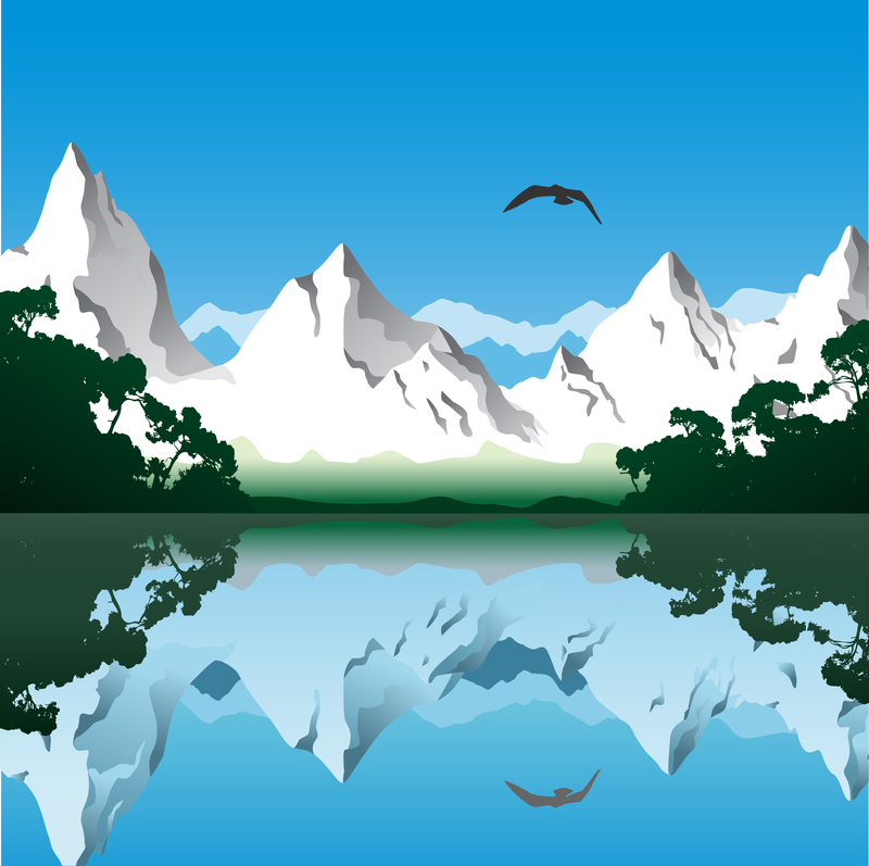 Diseño de vector de montañas de lago