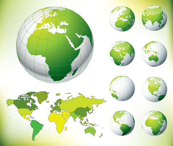 Tierra verde y el vector mapa mundial Tierra verde y el vector mapa mundial
