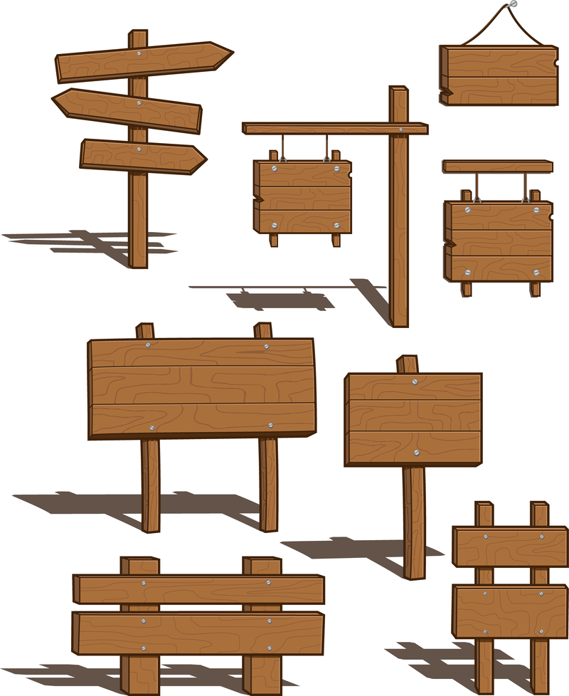 Vector de signos de letrero de madera