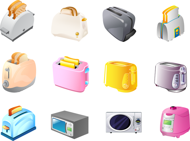Toaster Microwave Rice Cooker Vector Toaster Microwave Rice Cooker Vector
